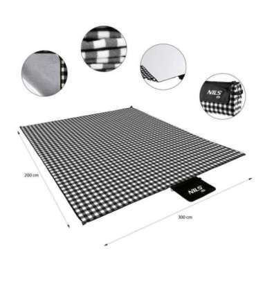 NC2310 PICNIC MAT WHITE-BLACK 300x200 CM PE + ALU NILS CAMP