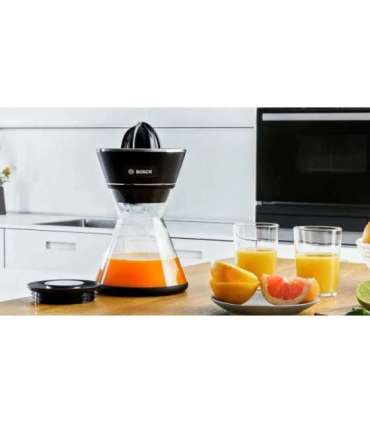 Bosch MCP72GPB citrus press Plastic, Stainless steel Black, Transparent