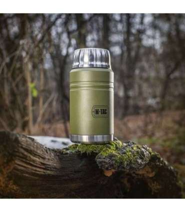 M-Tac UN-R02-750A Food thermos with foldable stainless steel spoon, 750 ml, olive green