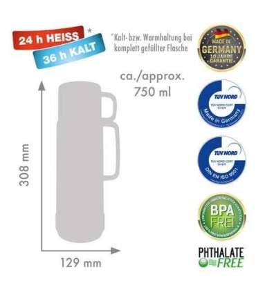 ROTPUNKT Glass thermos, capacity 0.750 l, polar-el.-summer squash (white-yellow)