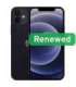 Apple RENEW Grade C IPHONE 12 6.1" Super Retina XDR A14 Bionic 4GB 64GB iOS BLACK Warranty 12 months