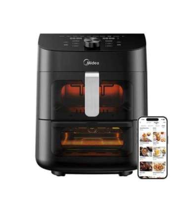 Midea Two Zone Airfryer MAD1100DADK Power 1850 W Capacity 4.4/6.4 L Rapid Air technology Black