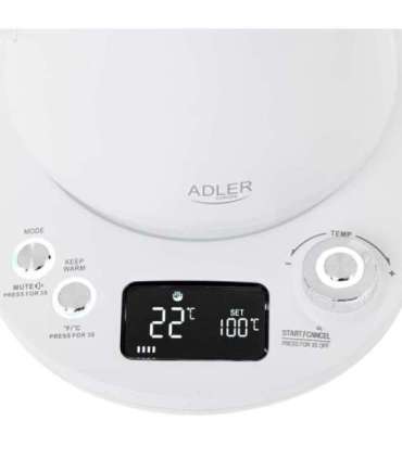 Adler Kettle AD 1349w Electric 1100 W 1 L Stainless Steel 360° rotational base White