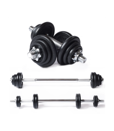 Набор гантелей и штанги TUNTURI Barbell/Dumbbell Set 20 кг, железо
