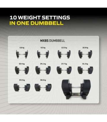 Reguleeritav hantel TUNTURI MX Select MX85 Dumbbell  5,6-38,6 kg, knurled