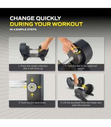 Adjustable dumbbell TUNTURI MX55 Dumbbell 4.5-24.9 kg, knurled