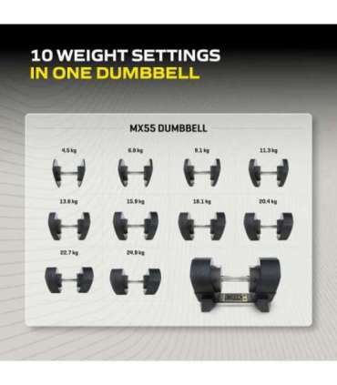 Reguleeritav hantel TUNTURI MX55 Dumbbell 4,5-24,9 kg, knurled
