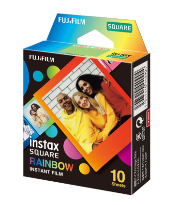 Fujifilm Instax Square Rainbow (10) Instant Film 72 x 86 mm 2.4 x 2.4" Image Area 3.4 x 2.8" Print Size |