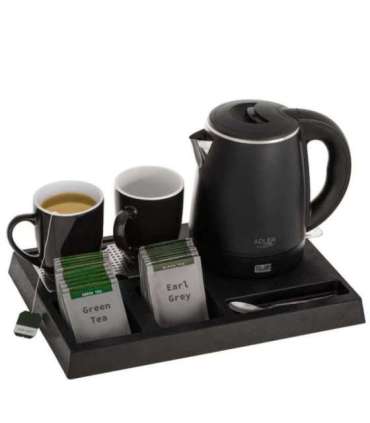 Adler AD 1387 Hotel kettle stainless steel 1 L + tray with cups black