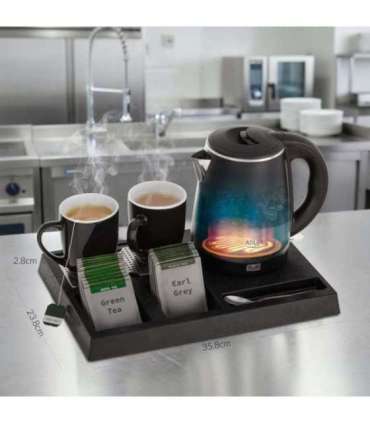 Adler AD 1387 Hotel kettle stainless steel 1 L + tray with cups black