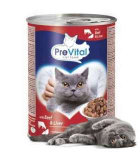 PREVITAL Beef with liver in gravy - wet cat food - 2x415g