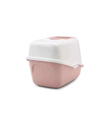 SAVIC Nestor White-Pink - Covered Cat Litter Box - 56x39x38.5 cm - 1 pc
