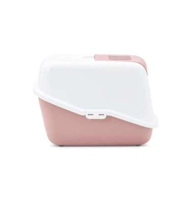 SAVIC Nestor White-Pink - Covered Cat Litter Box - 56x39x38.5 cm - 1 pc