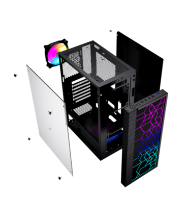 Gembird Fornax 2500 ARGB Gaming ATX computer case, Midi Tower, backlight,  Black