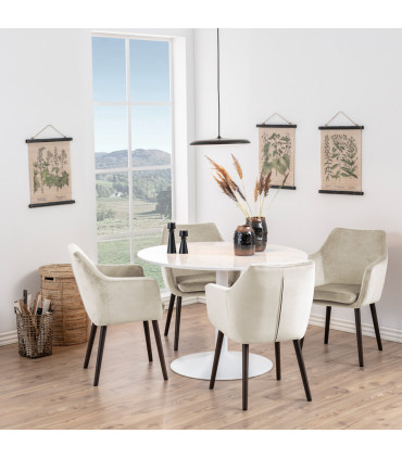 Tool EMILIA 57x59xH83cm, beež sametkangas, jalad: must metall