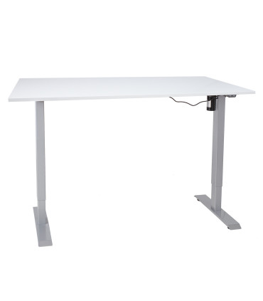 Töölaud ERGO 1-mootoriga 140x80xH71-121cm, hallikasvalge/hõbehall