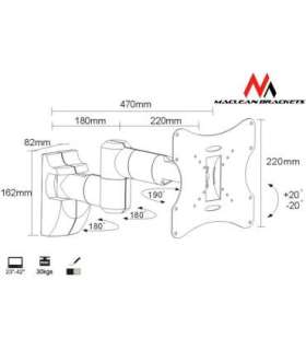 TV Wall Mount Bracket LCD LED Plasma 23-42'' up to 30kg max vesa 200x200 Silver