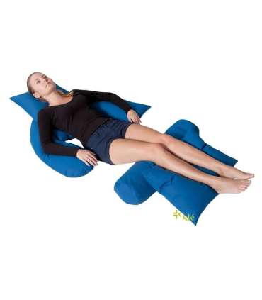 Bed positioning cushion U-crescent in silicone fibre Blue