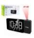 Digital LED clock radio with GreenBlue projector, FM radio, alarm, 12/24 clock, 5V DC USB power supply + CR2032, GB172