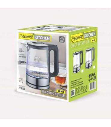 Maestro MR053 electric kettle 1.7 L 2200 W Black, Transparent