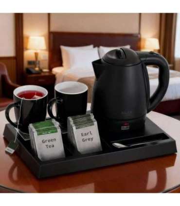 Adler AD 1387 Hotel kettle stainless steel 1 L + tray with cups black