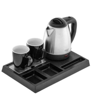 Adler AD 1354 Hotel kettle stainless steel 1.2 L + tray with cups black, steel