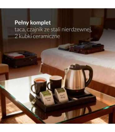 Adler AD 1354 Hotel kettle stainless steel 1.2 L + tray with cups black, steel