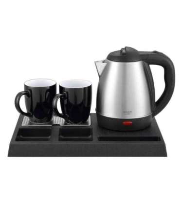 Adler AD 1354 Hotel kettle stainless steel 1.2 L + tray with cups black, steel