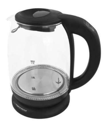 Esperanza EKK027 electric kettle 1.7 L 2200 W Black, Transparent