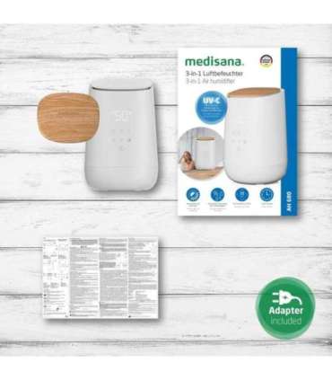 Medisana AH 680 humidifier Ultrasonic 2.6 L White, Wood 24 W