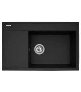 Set - Sink PYRAMIS CAMEA (79x50) 1B 1D R + Faucet IDEA Black Edition - 070168502BE - Volcano