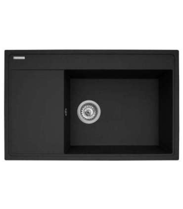 Set - Sink PYRAMIS CAMEA (79x50) 1B 1D R + Faucet IDEA Black Edition - 070168502BE - Volcano