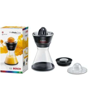 Bosch MCP72GPB citrus press Plastic, Stainless steel Black, Transparent