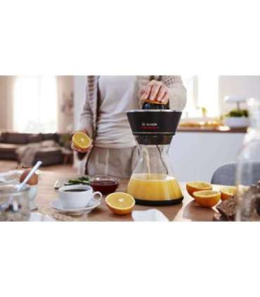 Bosch MCP72GPB citrus press Plastic, Stainless steel Black, Transparent