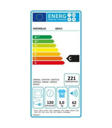 GreenBlue electric tumble dryer for clothes, 3kg load, GB415 GR