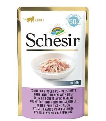 SCHESIR in jelly Tuna and chicken with ham - wet cat food - 50 g