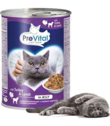 PREVITAL Turkey with lamb in jelly - wet cat food - 2x415g