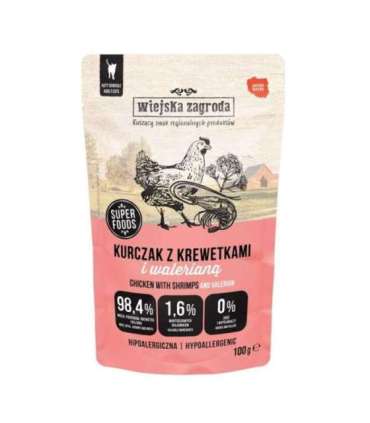 WIEJSKA ZAGRODA Chicken with Shrimps and Valerian – Wet Cat Food – 100g