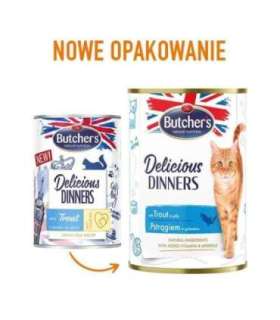 BUTCHER'S Delicious Dinners Pieces with trout in jelly - wet cat food - 400g