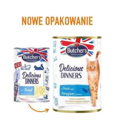 BUTCHER'S Delicious Dinners Pieces with trout in jelly - wet cat food - 400g