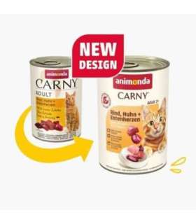 ANIMONDA Carny Adult Beef, chicken and duck hearts - wet cat food - 400g