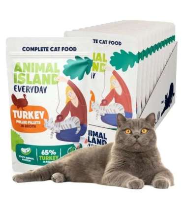 ANIMAL ISLAND Everyday Turkey fillets in broth - wet cat food - 12 x 85g