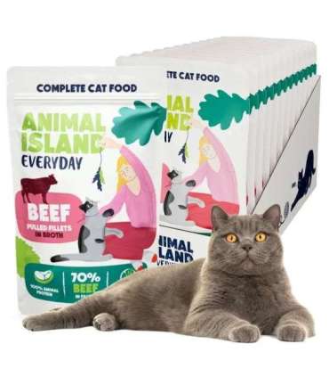 ANIMAL ISLAND Everyday Beef fillets in broth - wet cat food - 12 x 85g