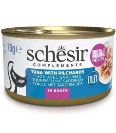 SCHESIR in cooking broth Tuna with sardines - wet cat food - 70 g