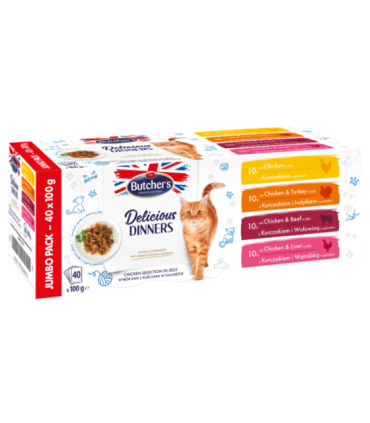 BUTCHER'S Delicious Dinners Jumbo Pack - wet cat food - 40 x 100g