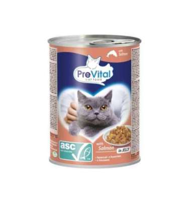 PREVITAL Cat Food with ASC salmon in jelly - wet food for cats - 415g