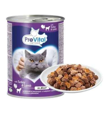PREVITAL Cat Food with lamb and turkey in jelly - wet food for cats - 415g