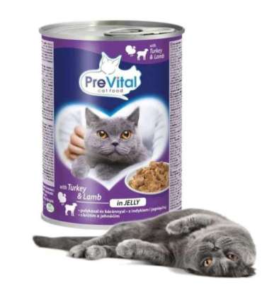 PREVITAL Cat Food with lamb and turkey in jelly - wet food for cats - 415g