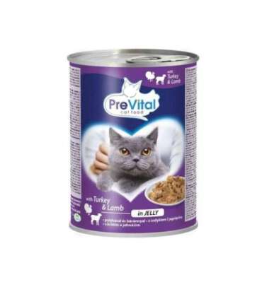 PREVITAL Cat Food with lamb and turkey in jelly - wet food for cats - 415g