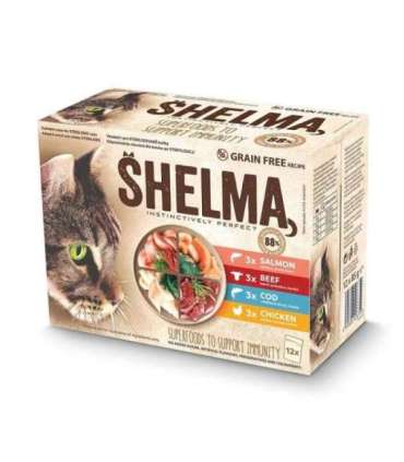 SHELMA with salmon, cod, chicken and beef in sauce - wet cat food - 12x85g